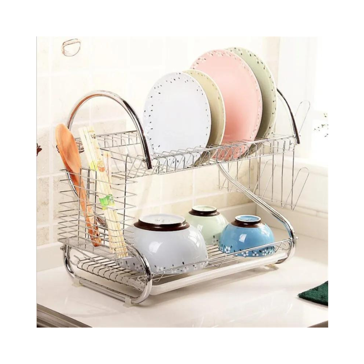 🍽️ Secador de Platos 2 Niveles Acero Inoxidable – Más Espacio, Más Orden y Secado Rápido ✅