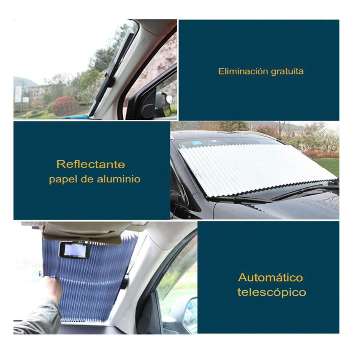 🚗🌞 Cortina Plegable Retráctil 46 cm para Auto – Protección Solar + Interior Fresco