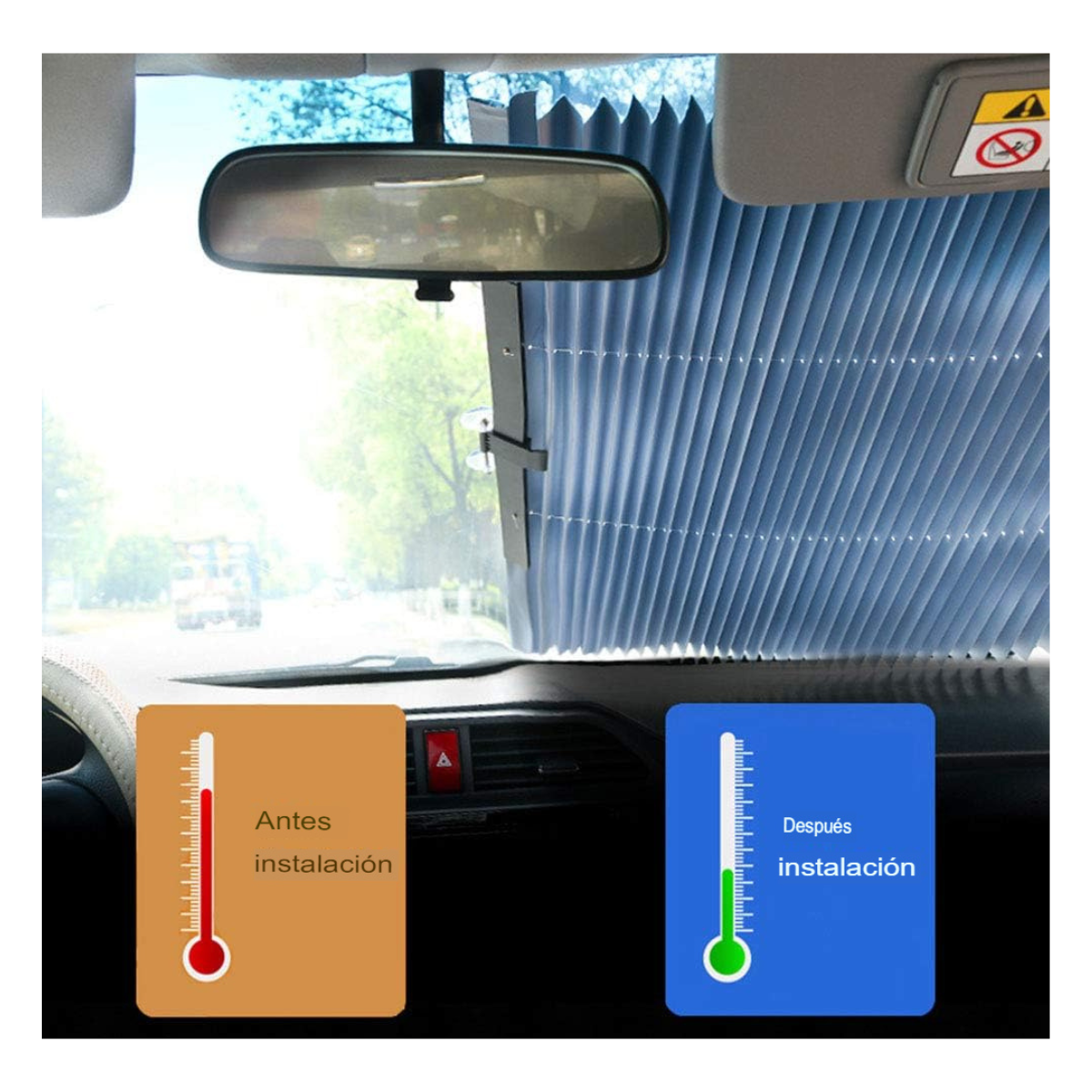🚗🌞 Cortina Plegable Retráctil 46 cm para Auto – Protección Solar + Interior Fresco