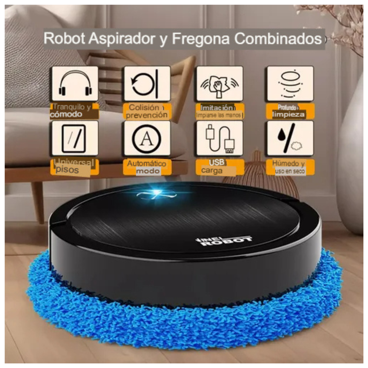 🤖🖤 Robot Aspiradora Redondo Negro – Limpieza Automática sin Esfuerzo