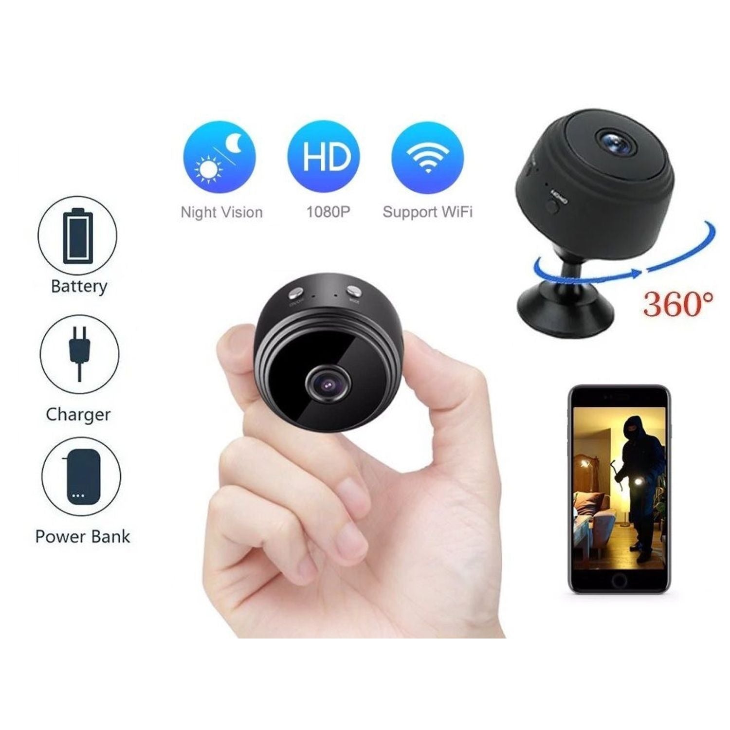 📷 Mini Cámara Espía A9 – Seguridad Compacta y Vigilancia Discreta 24/7