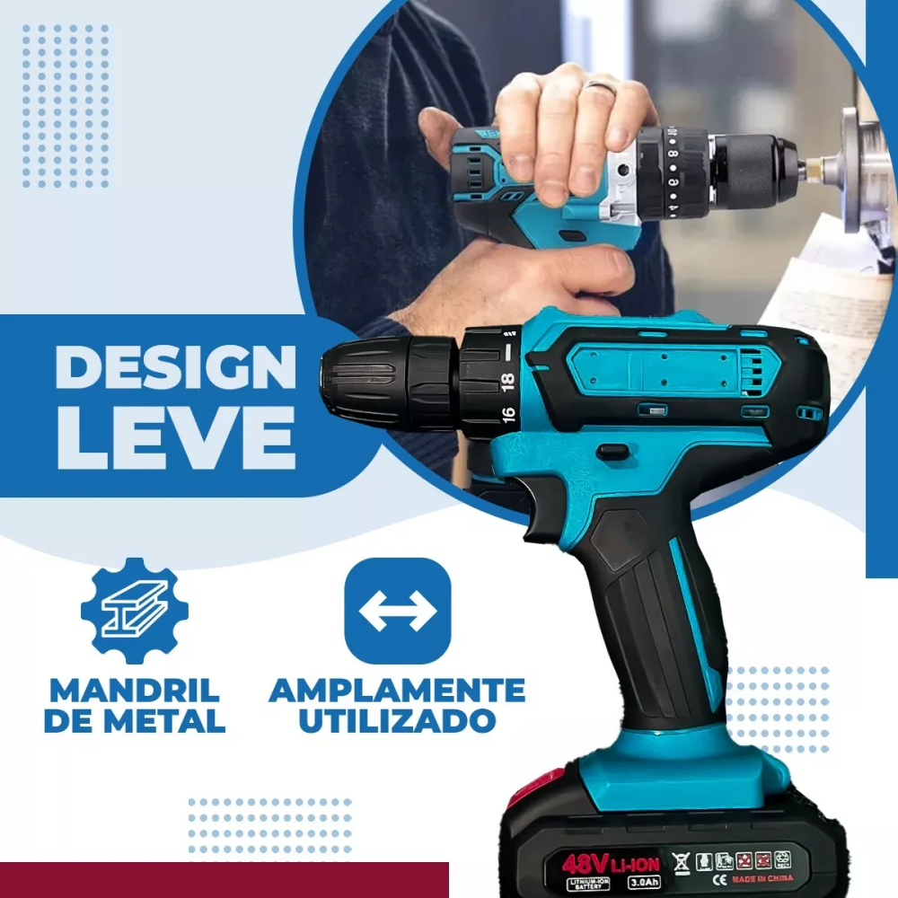 🔥 Taladro Inalámbrico 48V con Kit de Herramientas – Potente, Práctico y Recargable ⚡