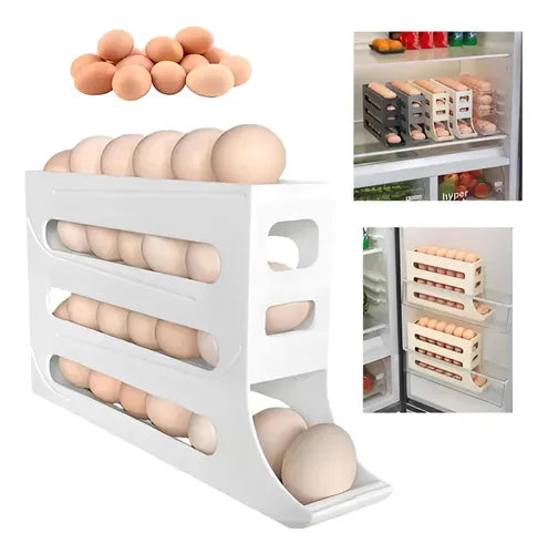 🥚 Dispensador de Huevos Deslizante 4 Niveles – Organiza, Ahorra Espacio y Toma 1 con Solo un Movimiento ✅