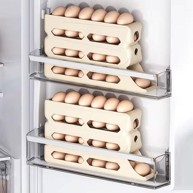 🥚 Dispensador de Huevos Deslizante 4 Niveles – Organiza, Ahorra Espacio y Toma 1 con Solo un Movimiento ✅